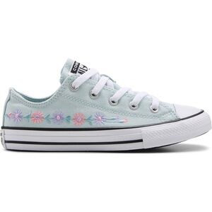 Converse Light Blue Sneakers with Floral Design